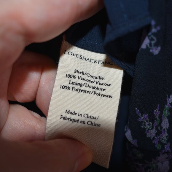 LoveShackFancy Dress Size Small Blue Floral Zayden asymmetrical tiered mini - Picture 11 of 14